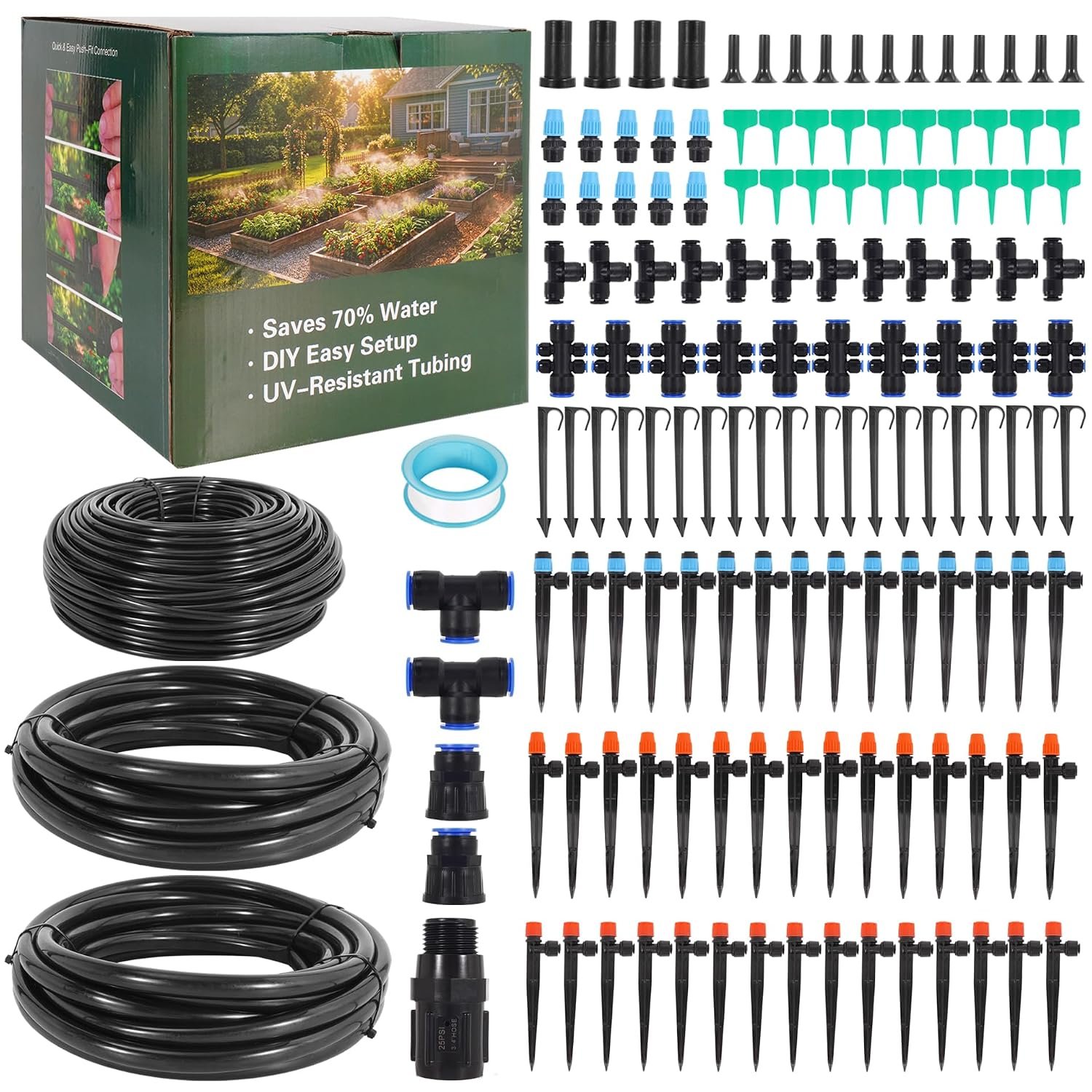 263FT Drip Irrigation System,Garden Watering Kit for Gardens,Potted Plants