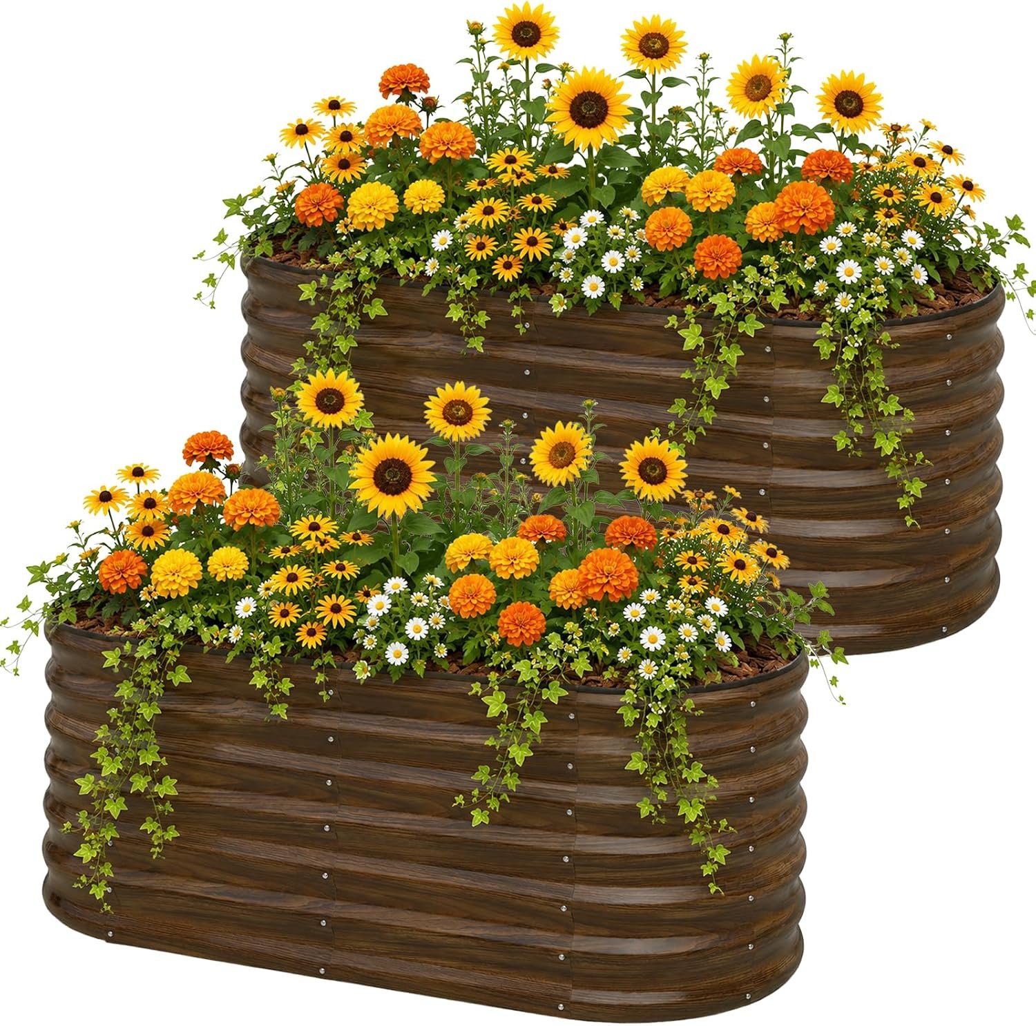 SnugNiture Galvanized Steel Raised Garden Bed Kit – 2 Pack 4x2x2 ft Metal Planter Box for Vegetables, Flowers, Herbs | Easy Assembly, Open Bottom Design for Optimal Drainage