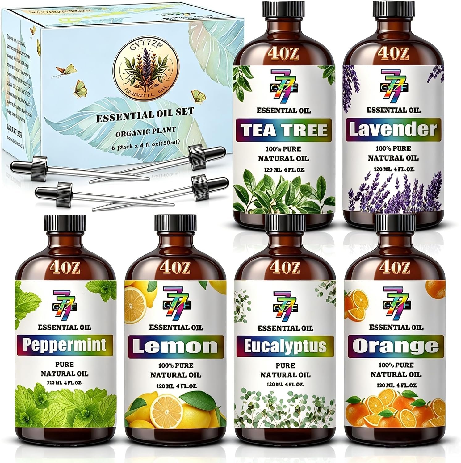 Essential Oil Set,Lavender Peppermint Lemon Orange Tea Tree Eucalyptus