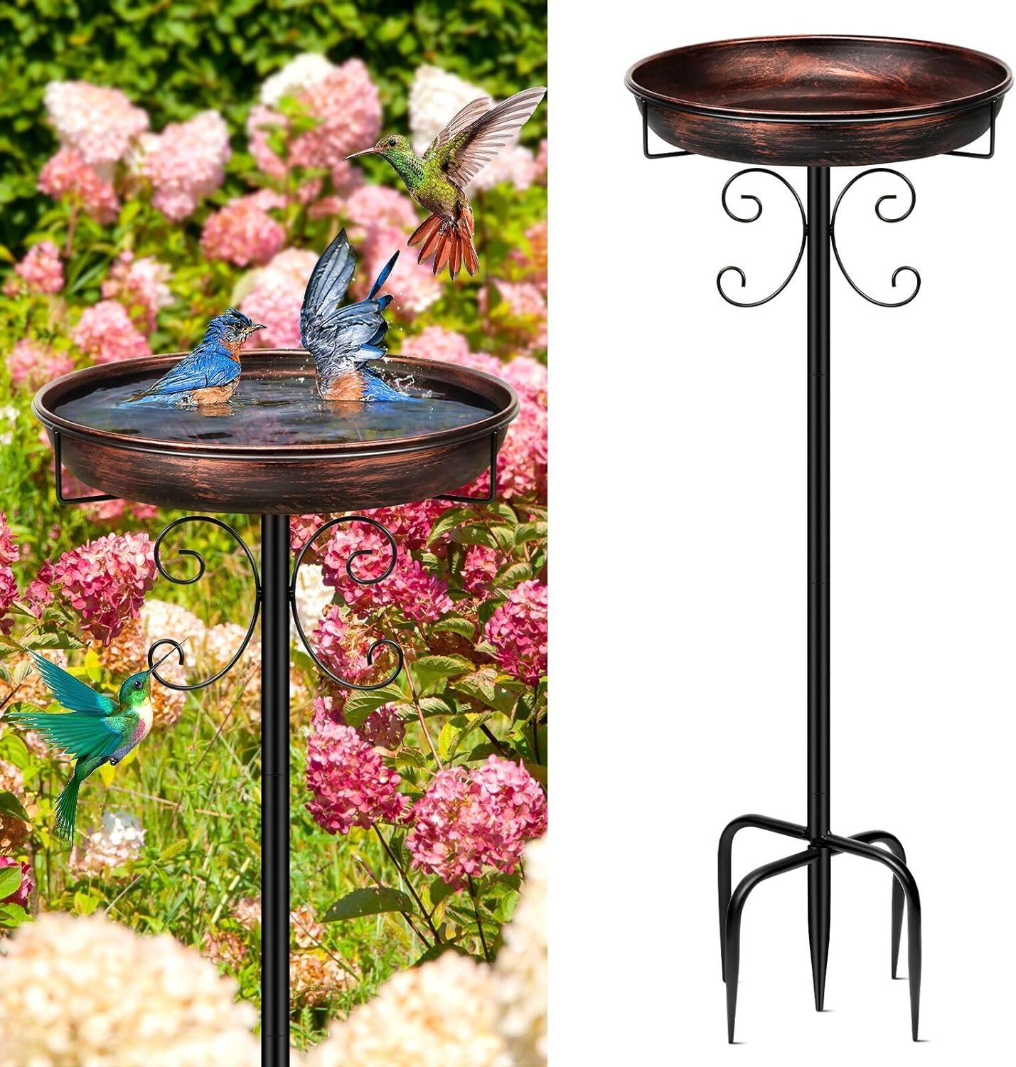 Daoeny 35In Metal Bird Bath for Outside, Vintage Freestanding Birdbaths & Birdfeeder, Bird Baths Feeder Bowl for Outdoors Garden Patio Yard Lawn Decor, Upgraded 5-Pronged Base (Antique Bronze)