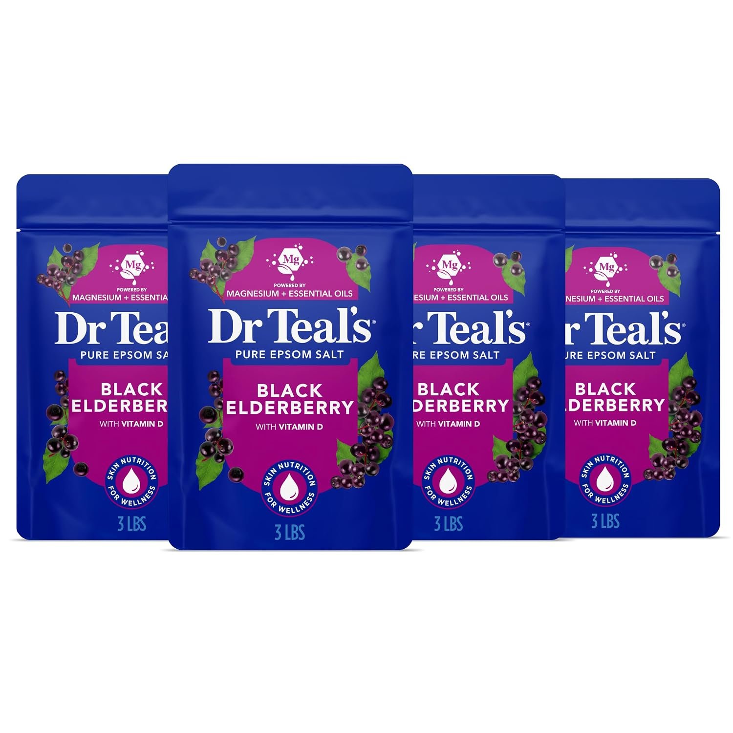 Dr Teal’s Epsom Salt Magnesium Soak, Black Elderberry, 3 lbs