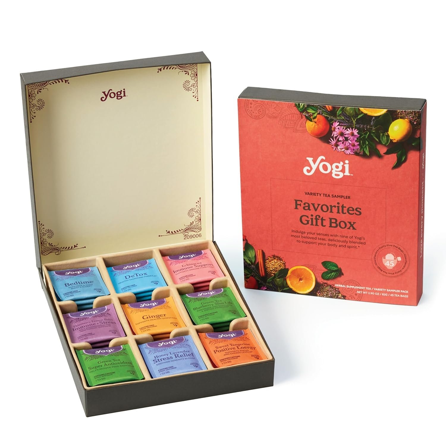 Yogi Favorites Gift Box, 45 Tea Bags (5 Bags per Flavor)