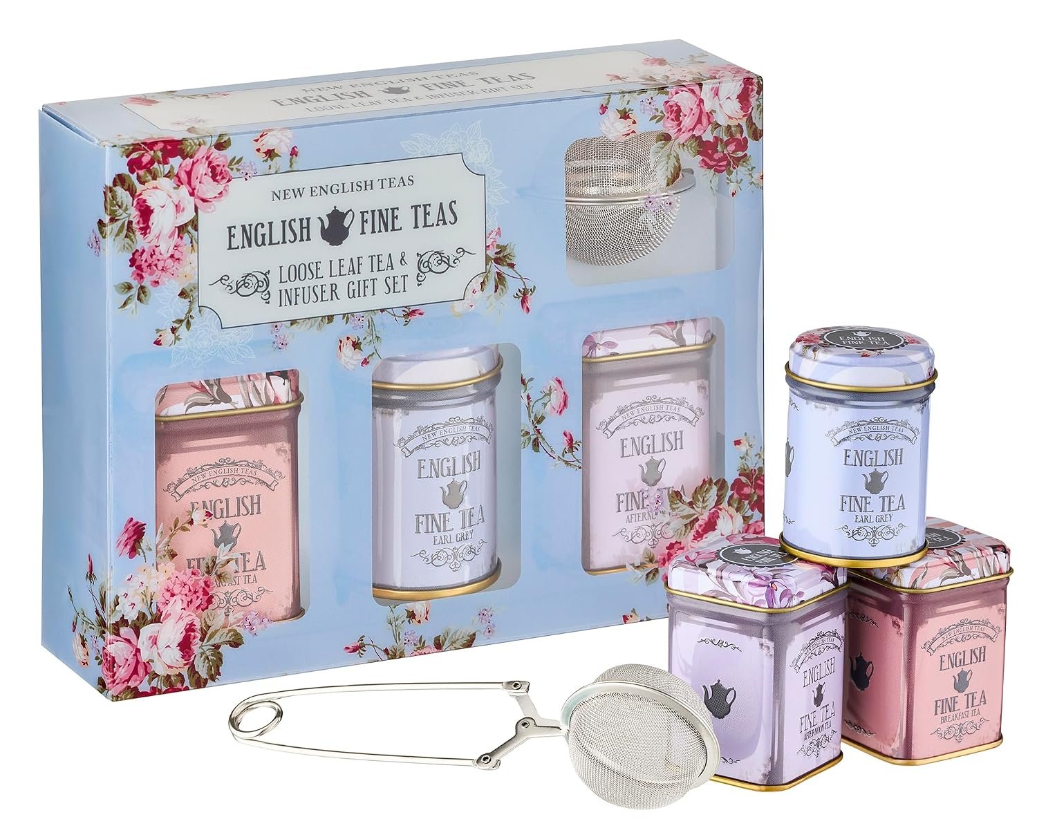 New English Teas Victorian Tea Infuser Set with 2.5 oz Loose Leaf Tea