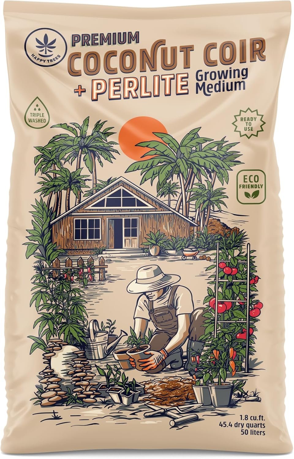 Happy Trees Coco Coir and Perlite Growing Medium, 9 Quarts (10L)