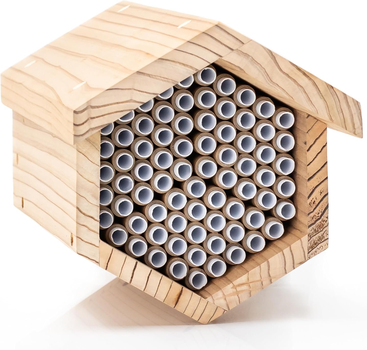 WHITEHORSE Premium Cedar Bee House – 6” Long Replaceable Tubes – Perfect for Mason Beekeeping – an Insect Hotel Built to Last – Support Bees While Pollinating Your Garden (Paper Tubes Included)