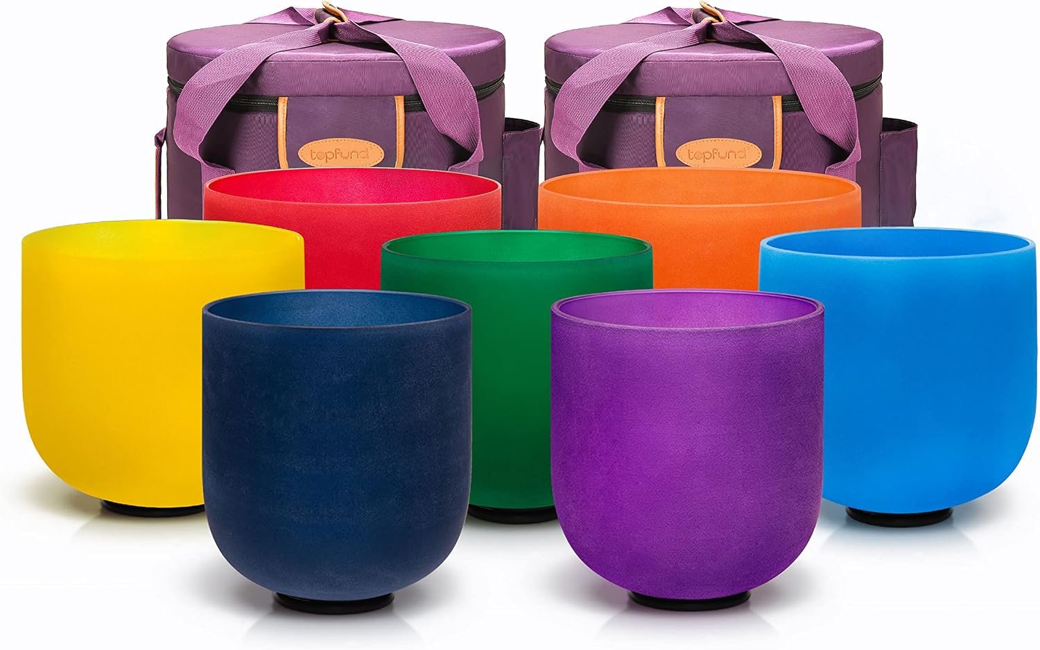TOPFUND 6-10 Inch Chakra Set of 7 Color Singing Bowls