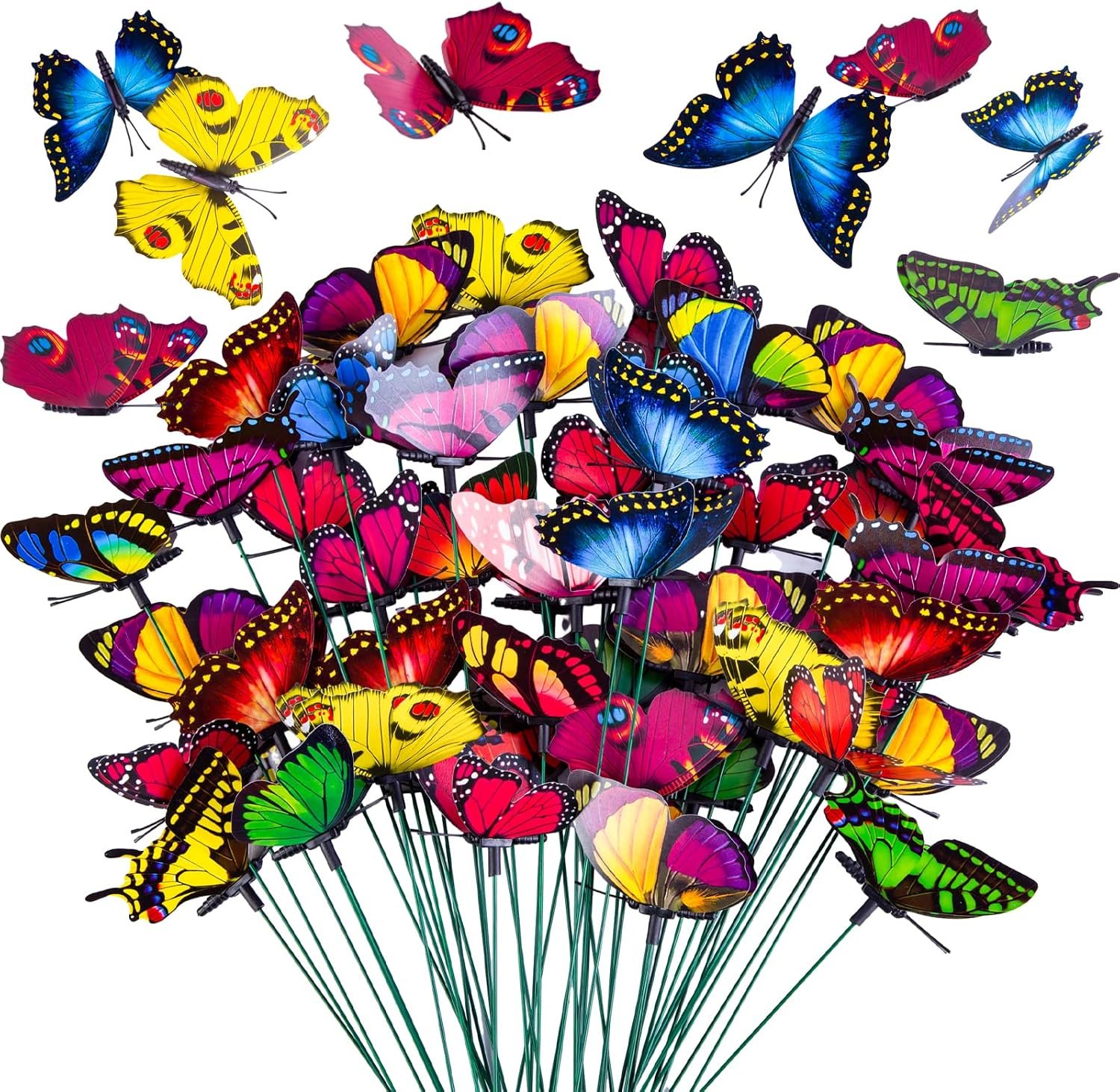 VGOODALL 50 PCS Butterfly Garden Decorations, 11.8 Inch Butterfly Stakes