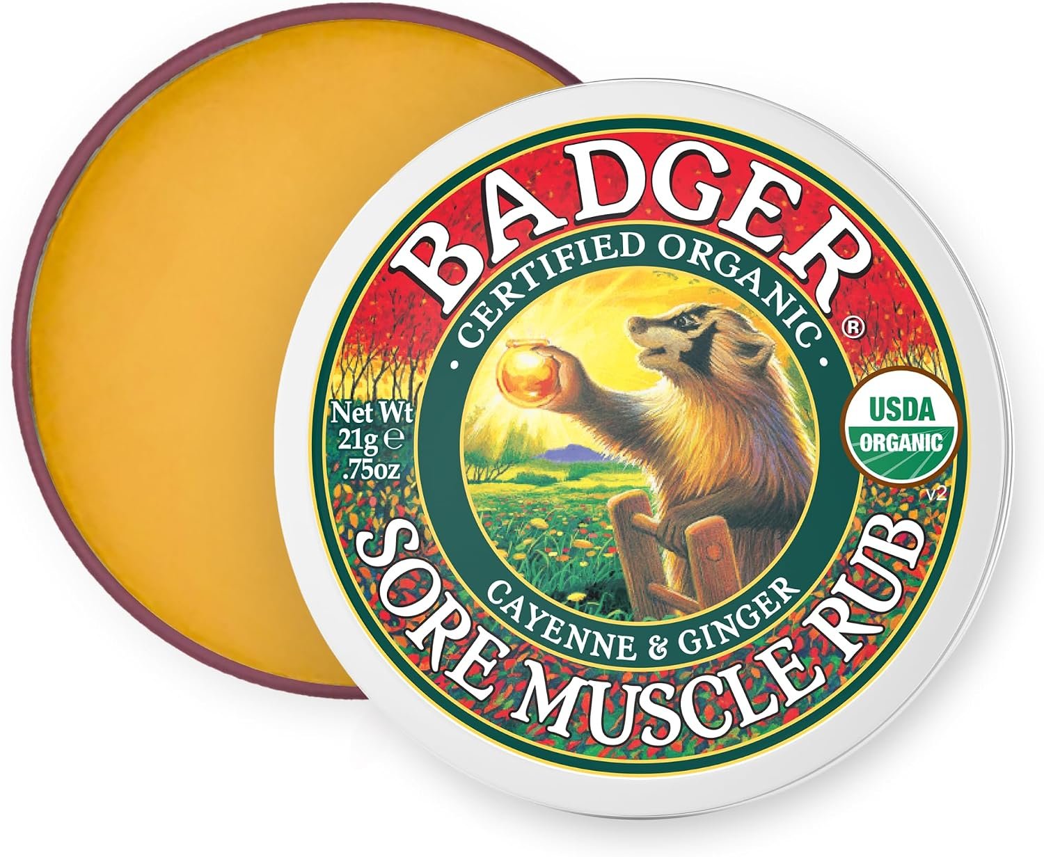 Badger Organic Sore Muscle Rub, Warming Cayenne & Ginger, 0.75 oz