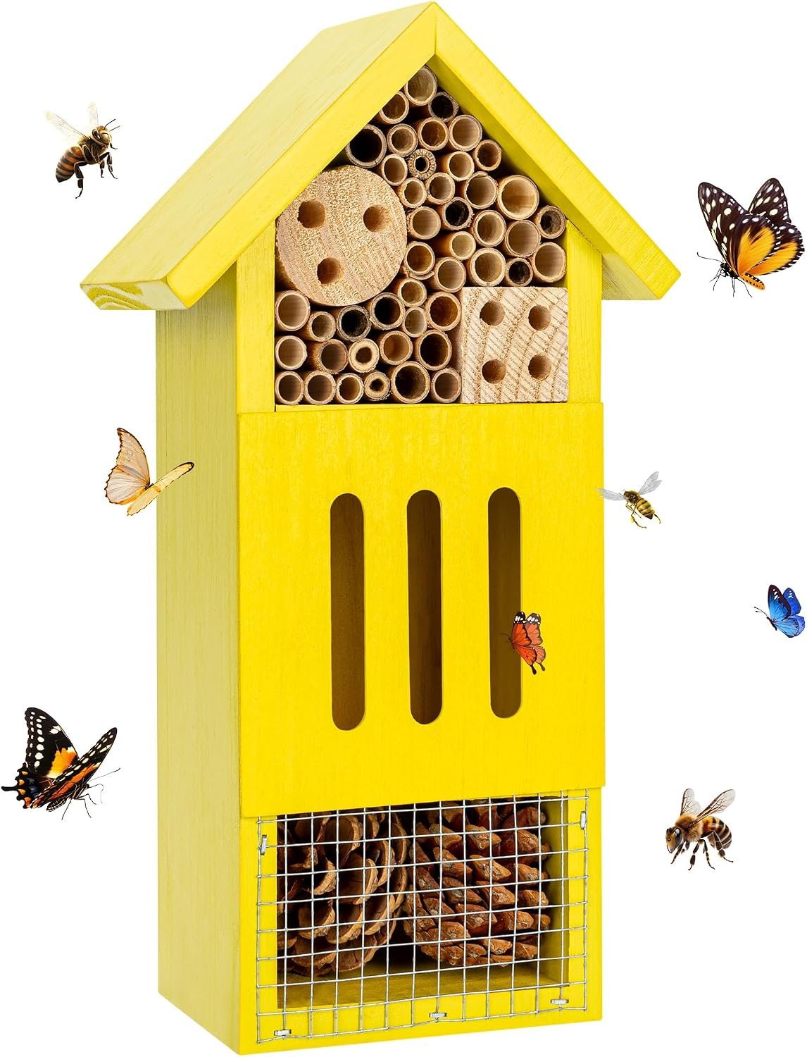 UUMENHA Bee House Bug Hotel & Butterfly House, Wooden Ladybug House