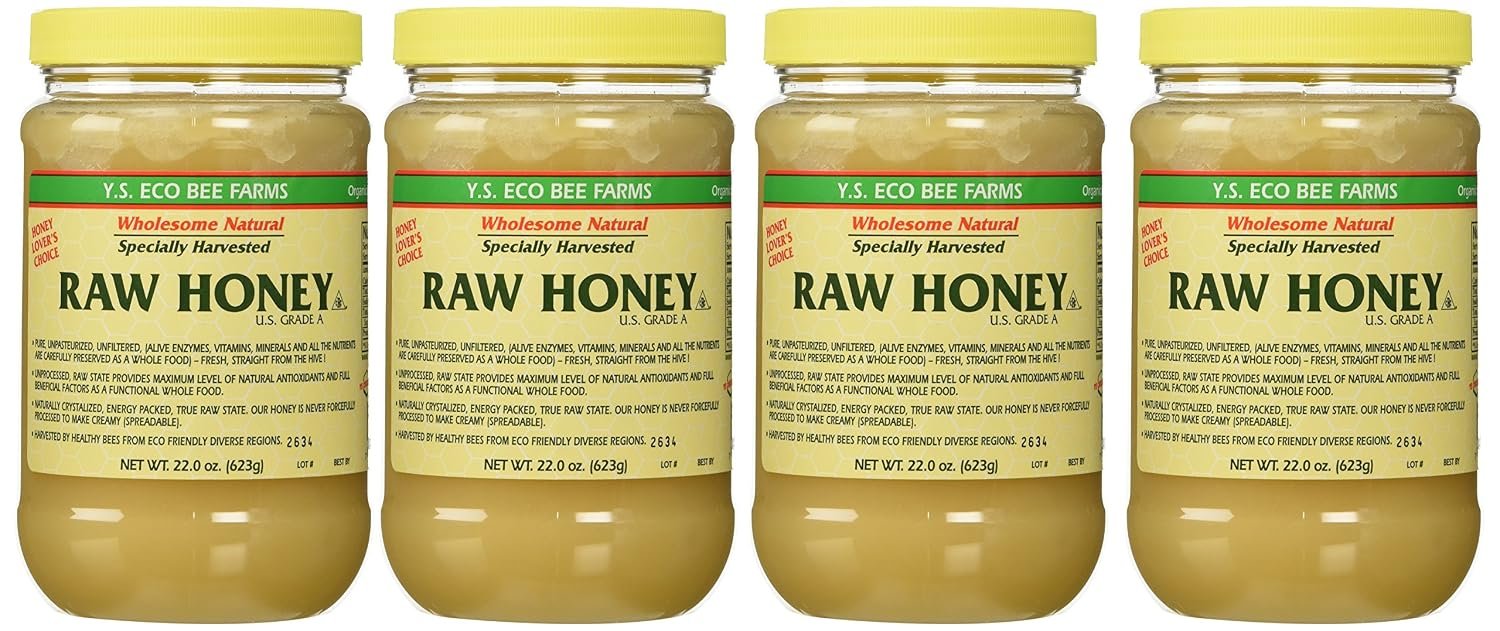 Y.s. Eco Bee Farms Raw Honey – 22 Oz Jars (4 Count (22oz Each))
