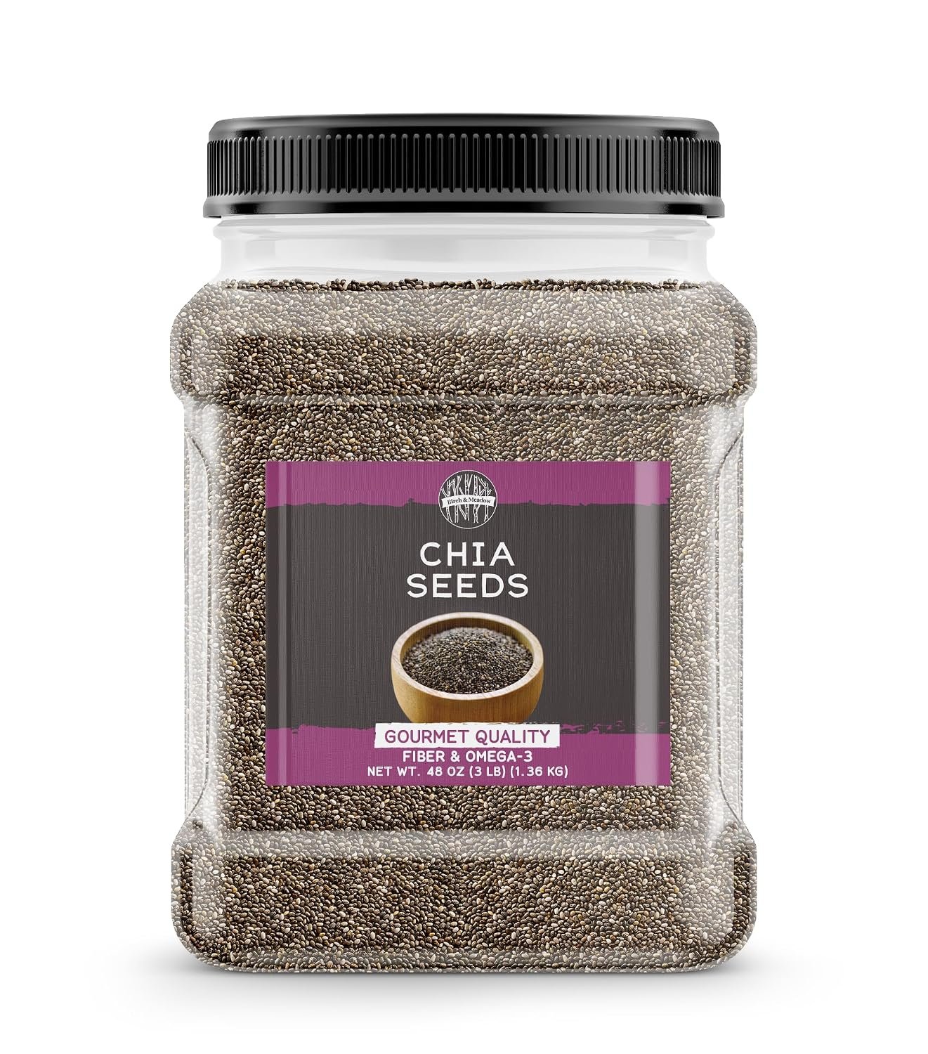 Birch & Meadow 3 lb of Chia Seeds, Nutty Flavor, Smoothies & Baked Goods