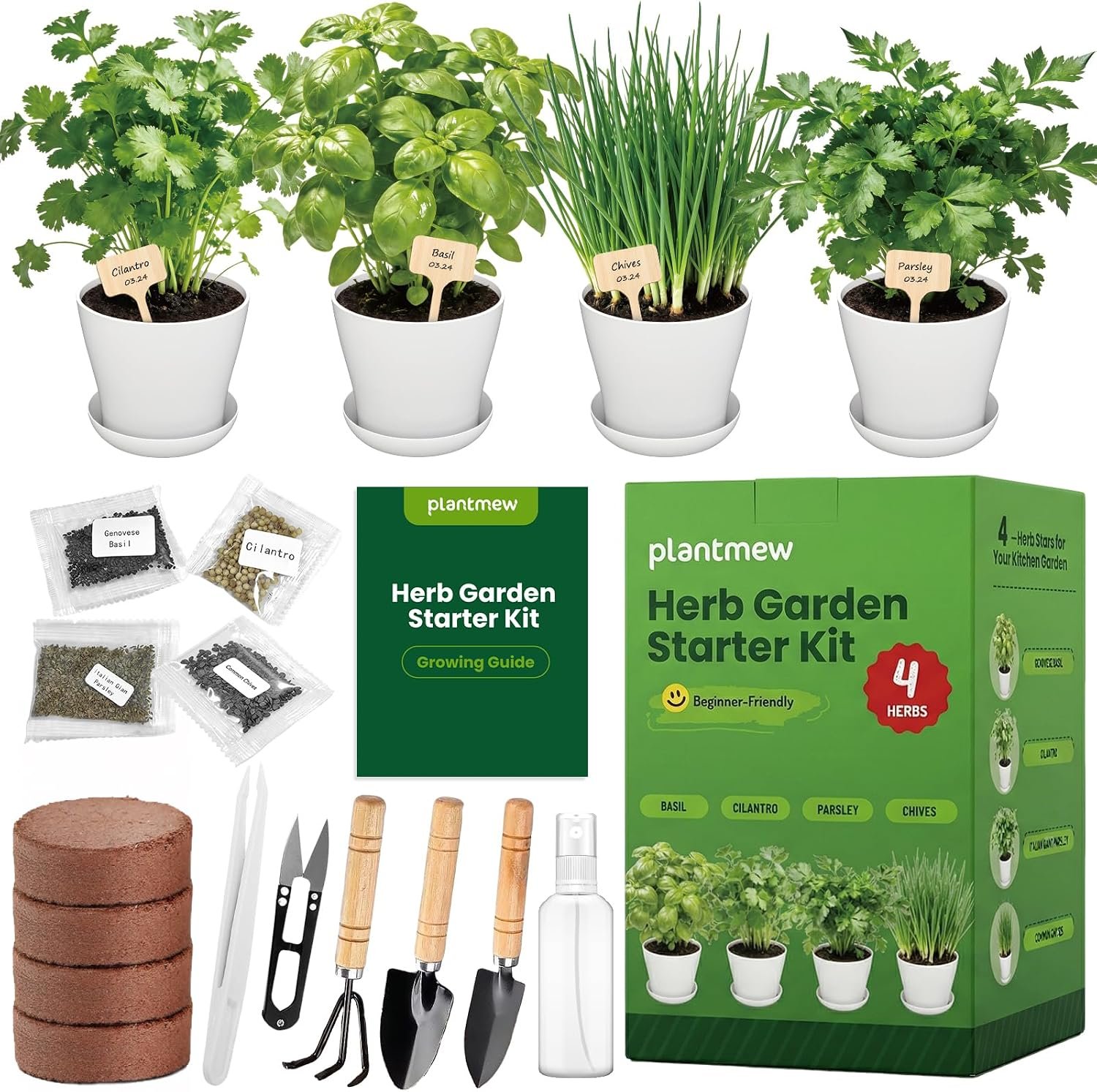 Indoor Herb Garden Starter Kit – Mothers Day Gifts – 4 Non GMO, Heirloom Culinary Herb Seeds, Unique Gardening Gift for Women, Mom, Her, Birthday, Housewarming, Plant Lovers
