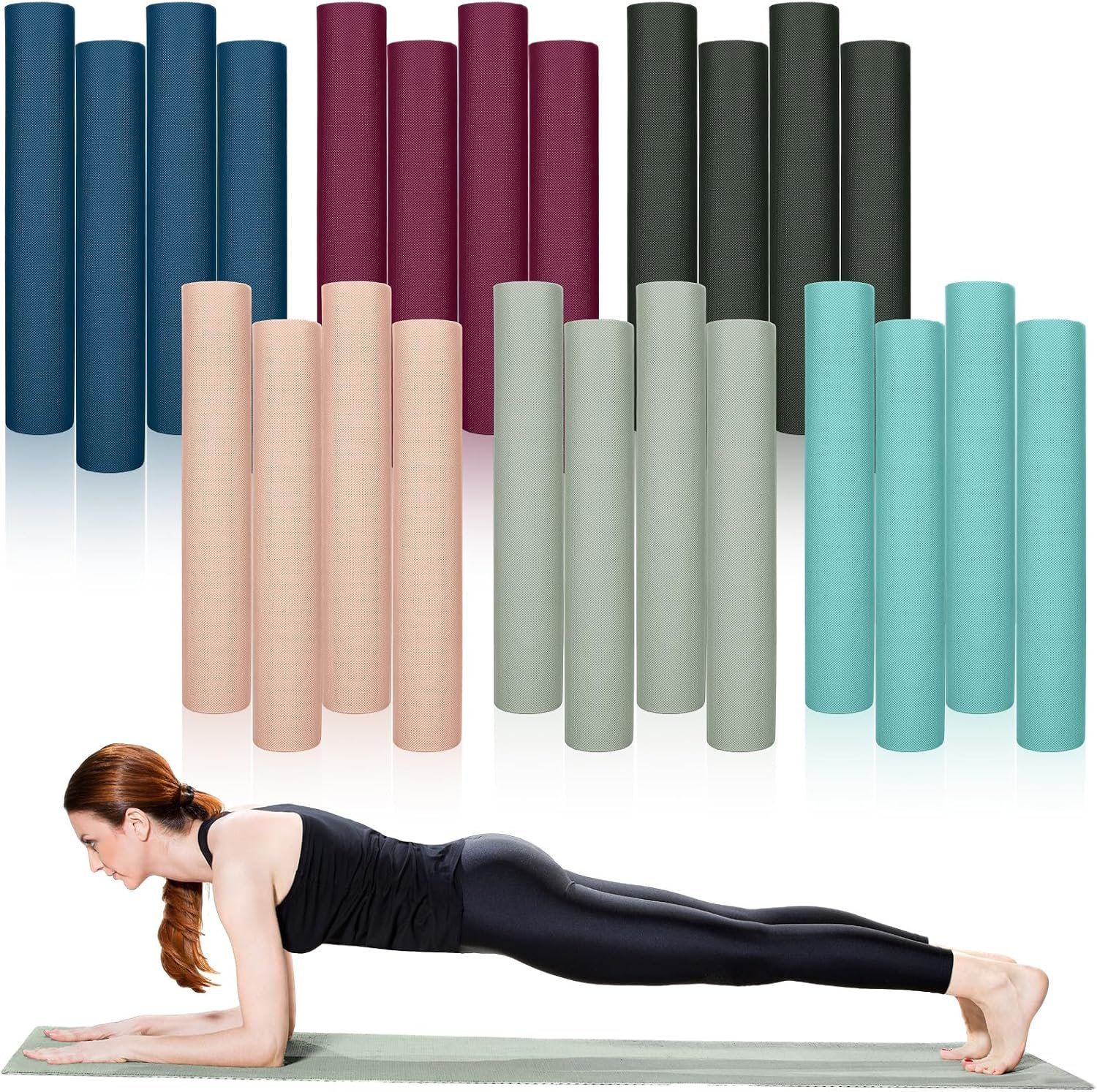 Timgle 24 Pack 68″ x 24″ Yoga Mat Bulk, 4mm Thick Extra Long Sports Mat Anti Slip Tear Resistant Yoga Exercise Set for Fitness Stretching Home Workout Gym and Studio