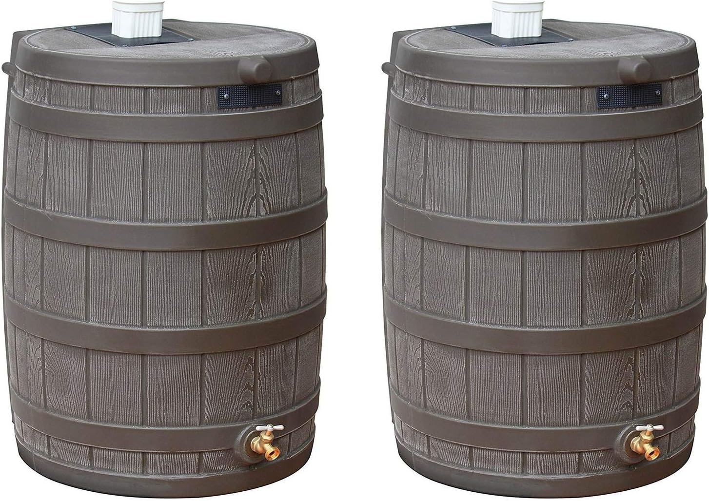 Good Ideas Rain Wizard Water Collection Barrel, 50 Gallon, Oak, 2 Pack