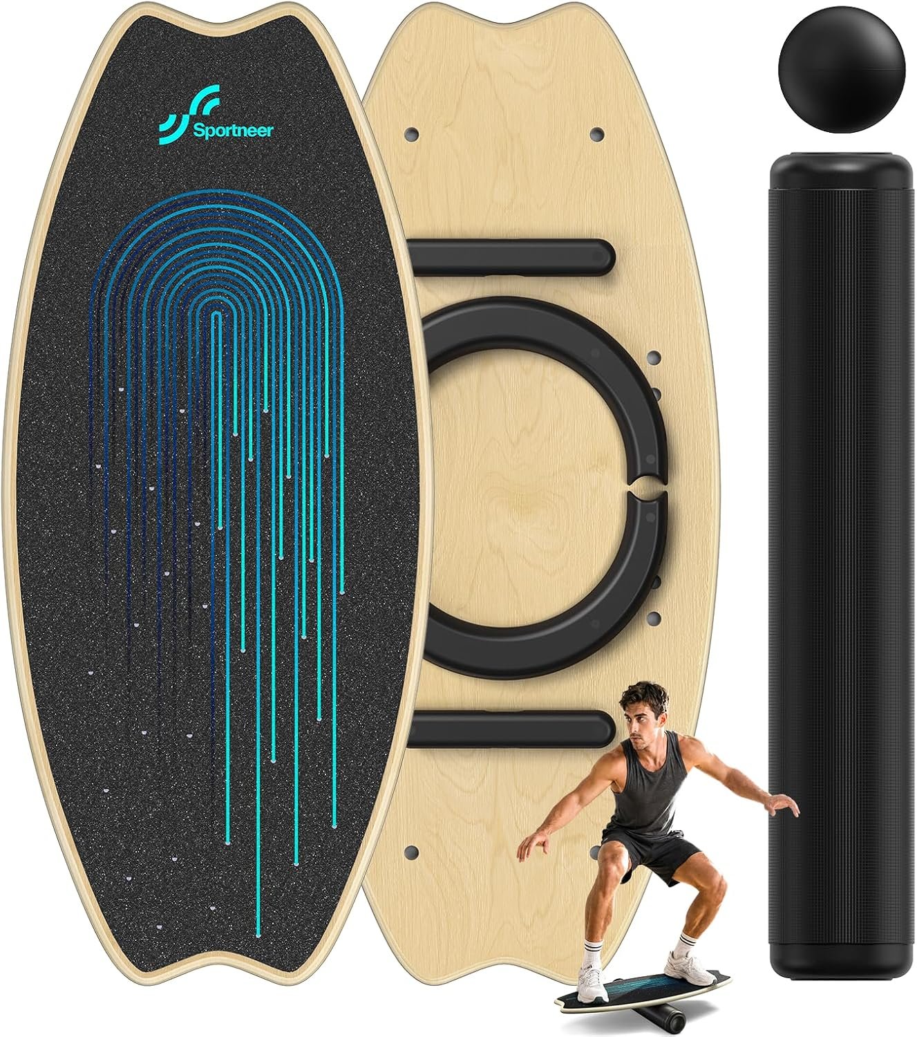 Sportneer Balance Board – 7 Mode Wobble Board with Roller & Ball