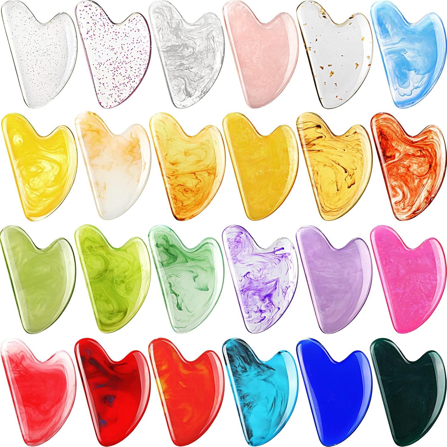 Sherr 24 Pcs Gua Sha Facial Tools Guasha Tool Bulk, Multi Colors
