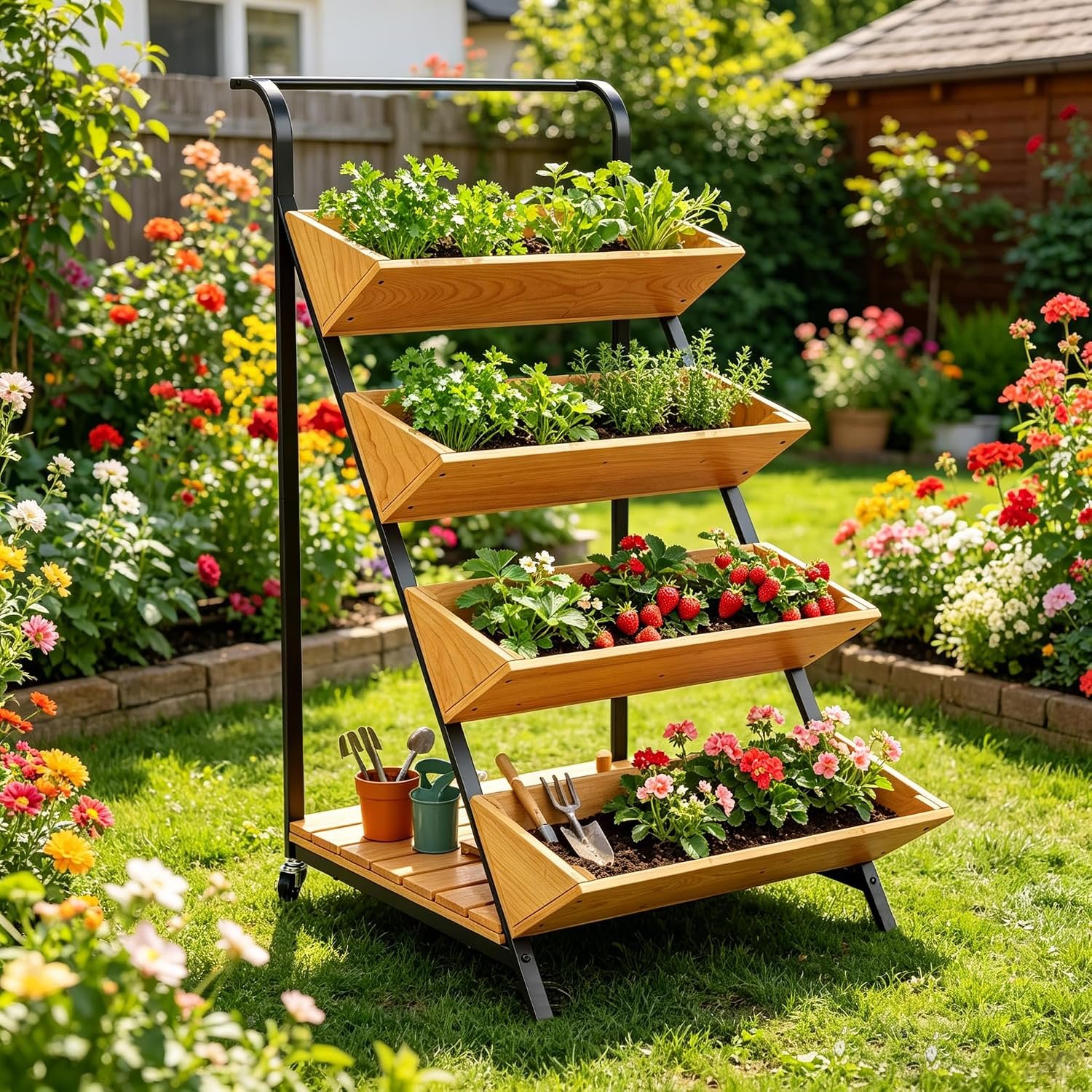 Vertical Raised Garden Beds Indoor Outdoor Freestanding Tiered Planter Box