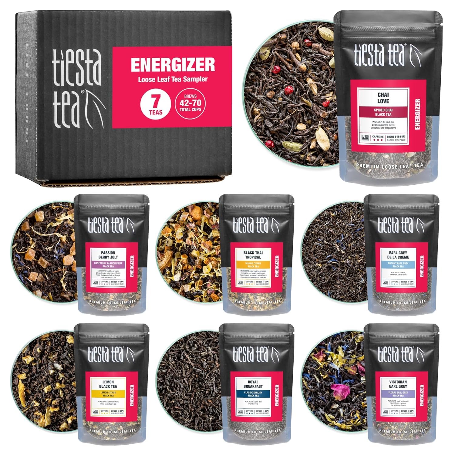 Tiesta Tea – Black Sampler Dry Flight Set, Loose Leaf, High Caffeine