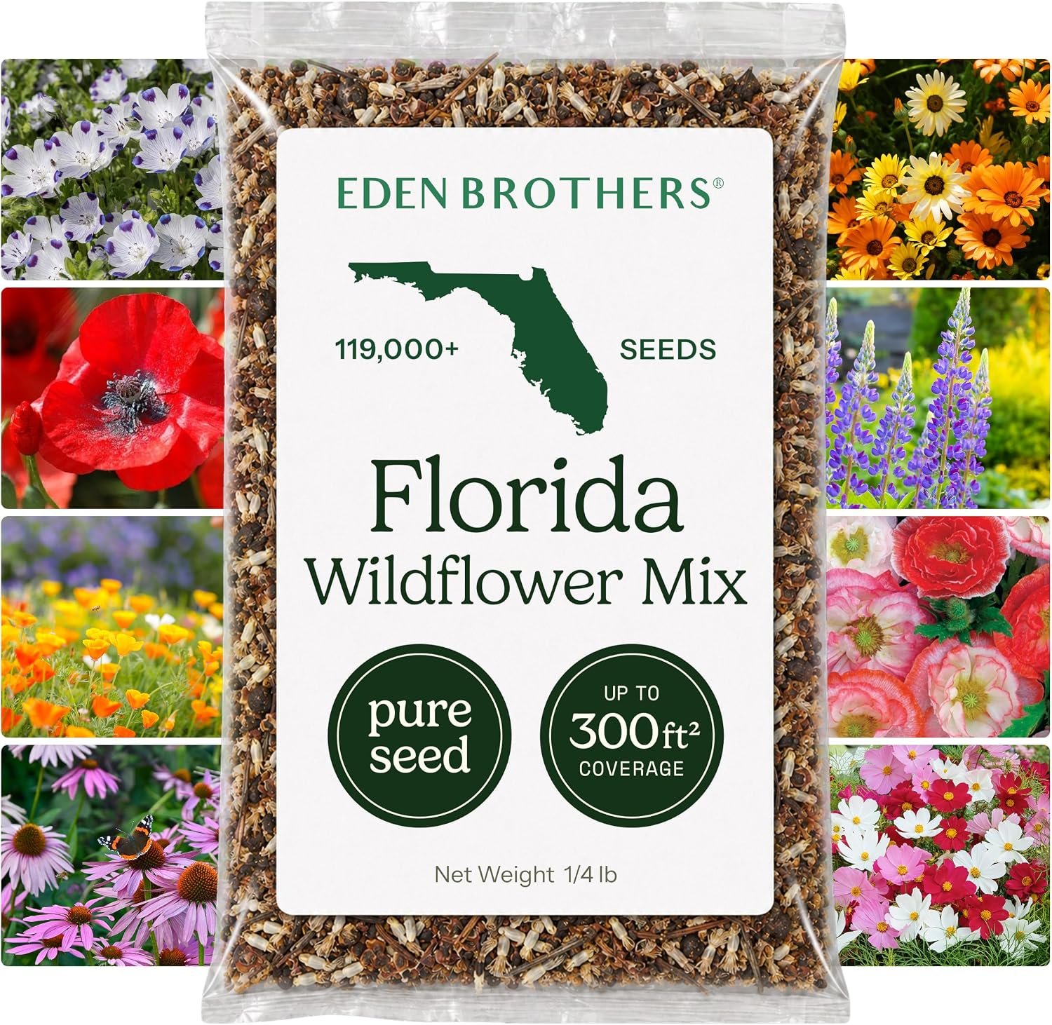 Eden Brothers Florida Wildflower Mixed Seeds for Planting, 1/4 lb