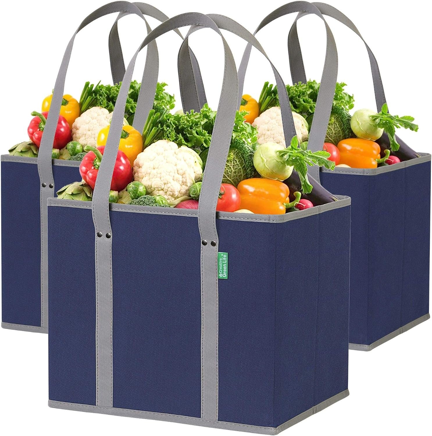 Reusable Grocery Bags (3 Pack) – Heavy Duty Shopping Bags, Blue