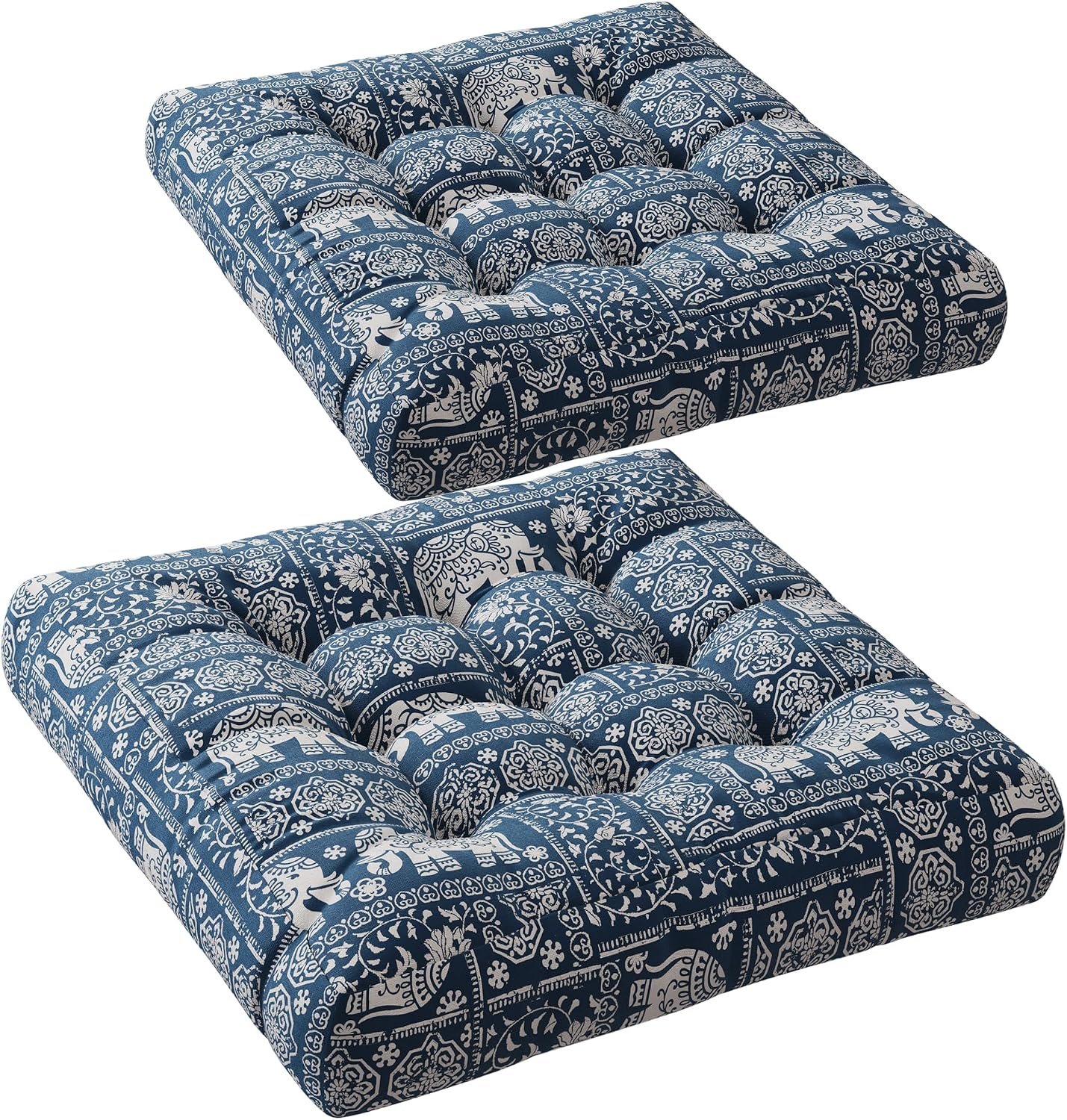 Codi Square Floor Cushions, Large Boho Pillow Seating for Adults, 2 Pack