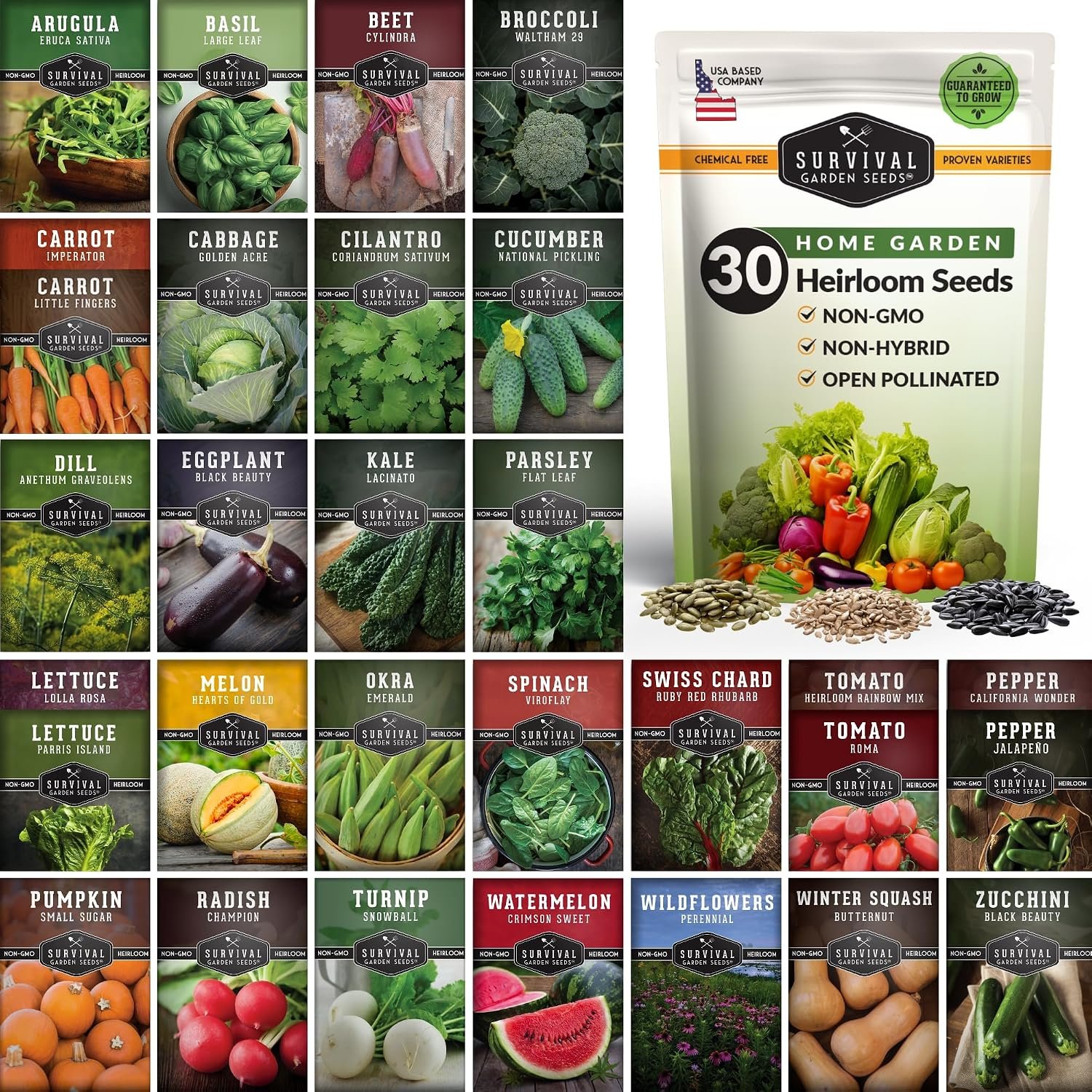 Survival Garden Seeds Home Garden Vegetable Seed 30 Variety Pack