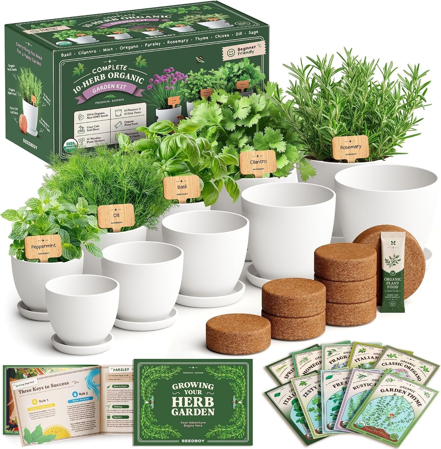 Seedboy Organic Non-GMO Herb Seeds for Planting (Herb Garden Starter Kit)