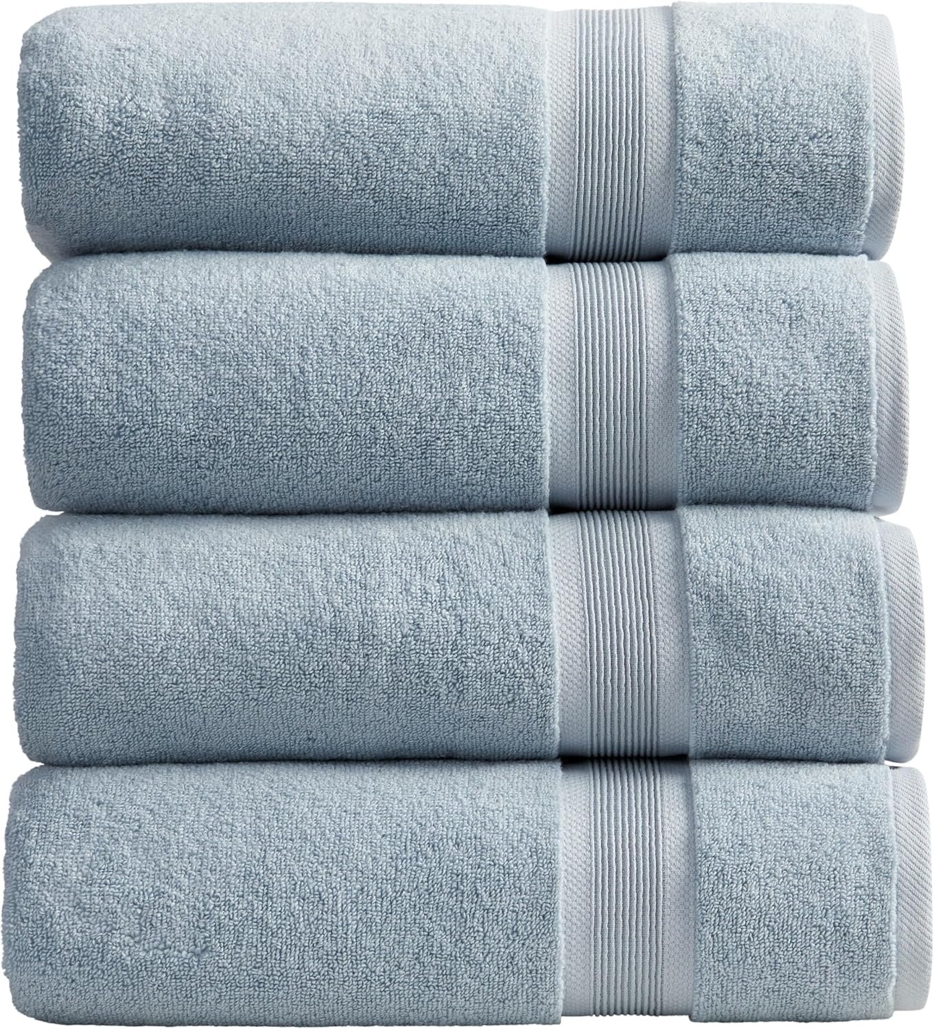 Springtree Home Luxury Bamboo Rayon Plush Bath Towel Set | 4-Pack| Blue Fog