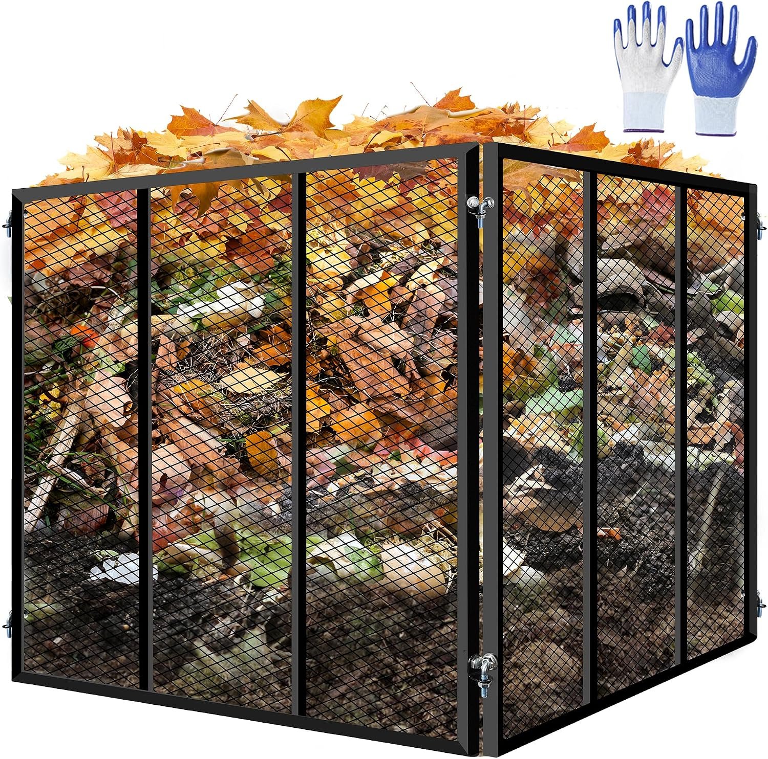 Large Metal Wire Mesh Compost Bin Outdoor, 172 Gallon, Black